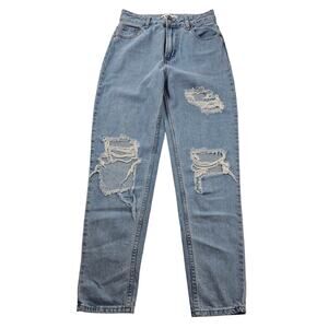 S.O.N.G. size 3 / 26 juniors destroyed distressed light wash Denim mom high rise